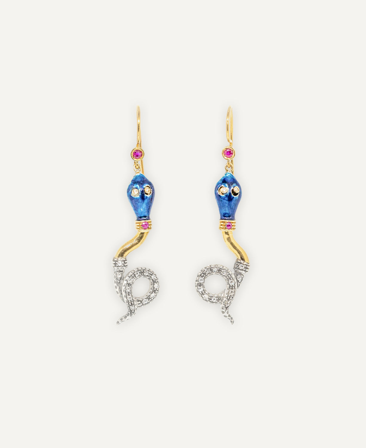 Blue Head Snake Earrings