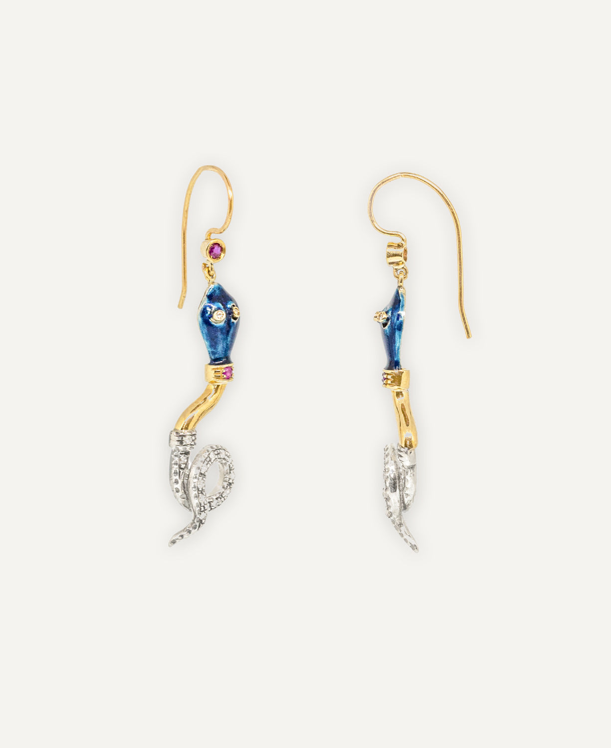 Blue Head Snake Earrings