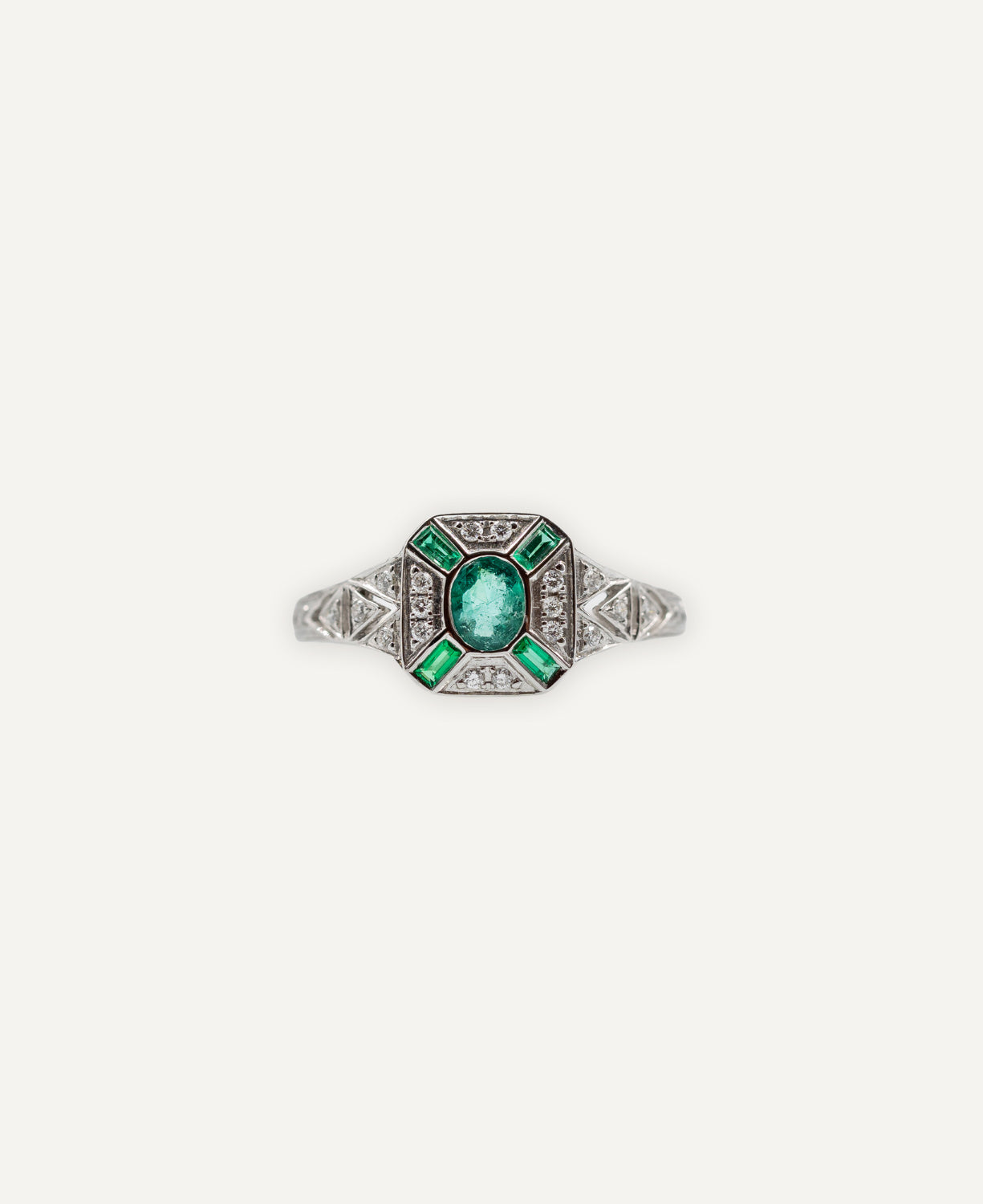 Vintage Diamonds and Emeralds Ring