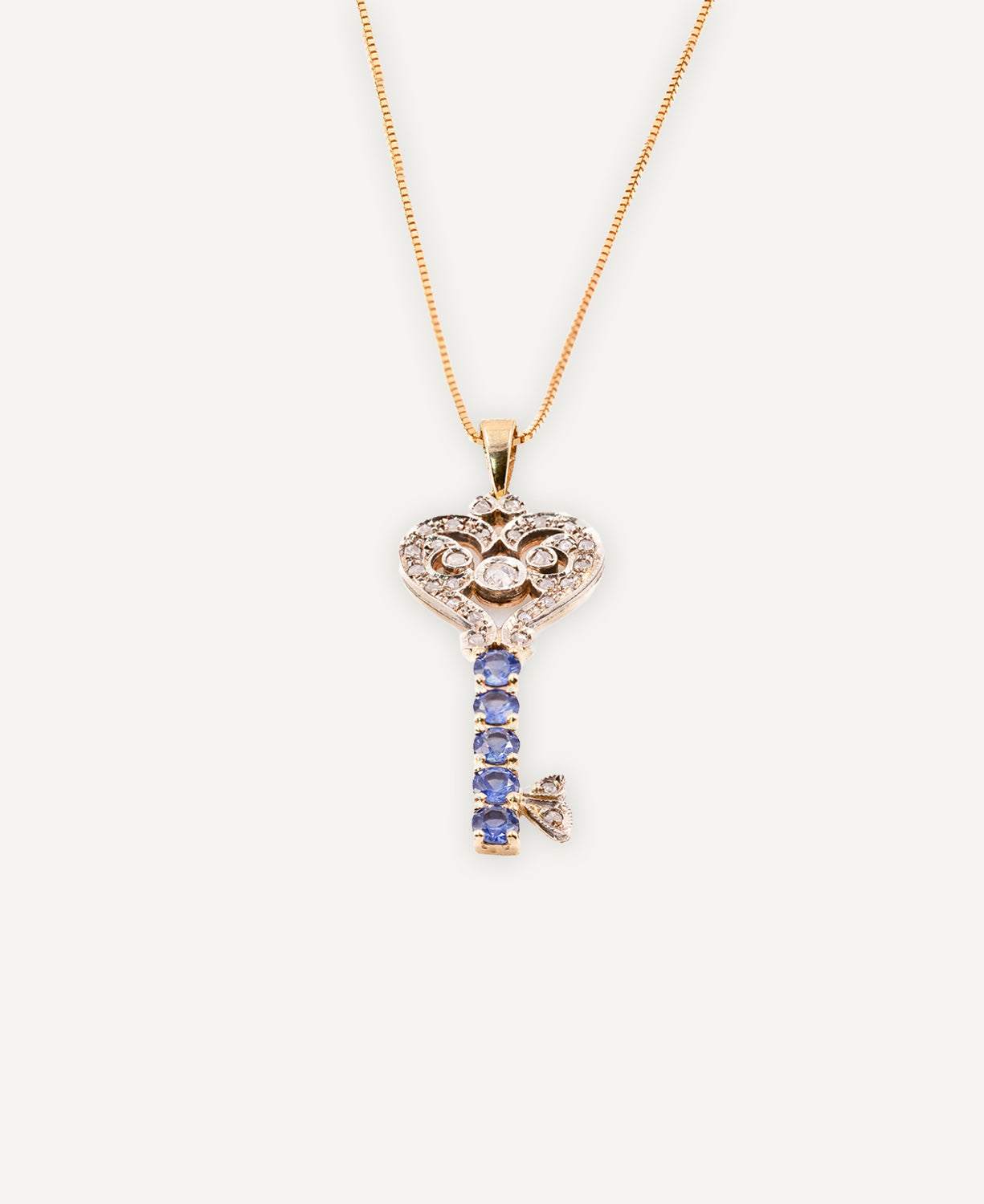 Diamonds and Sapphires Key Pendant