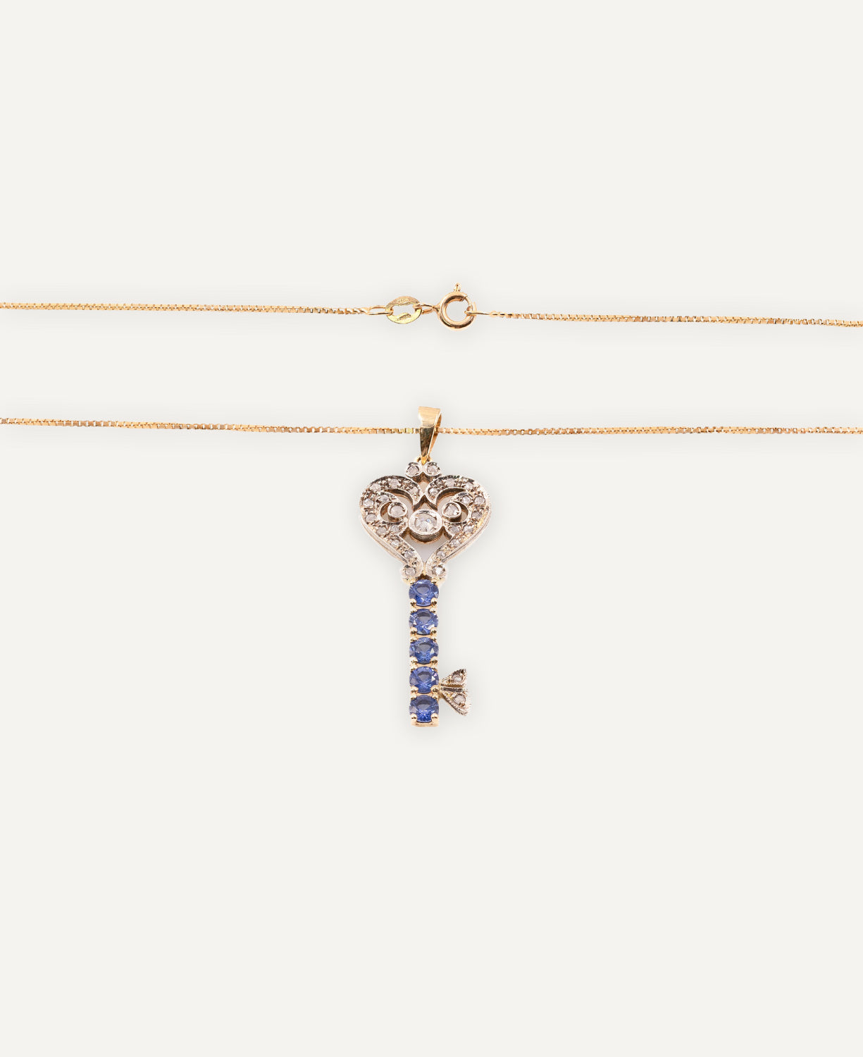 Diamonds and Sapphires Key Pendant