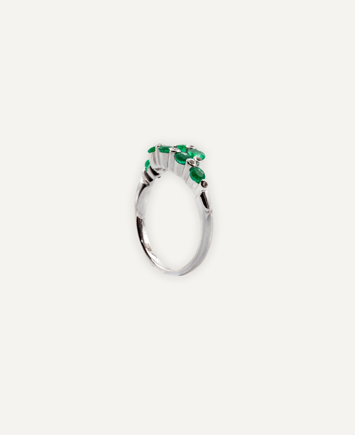 Vintage Round Diamonds and Emeralds Ring