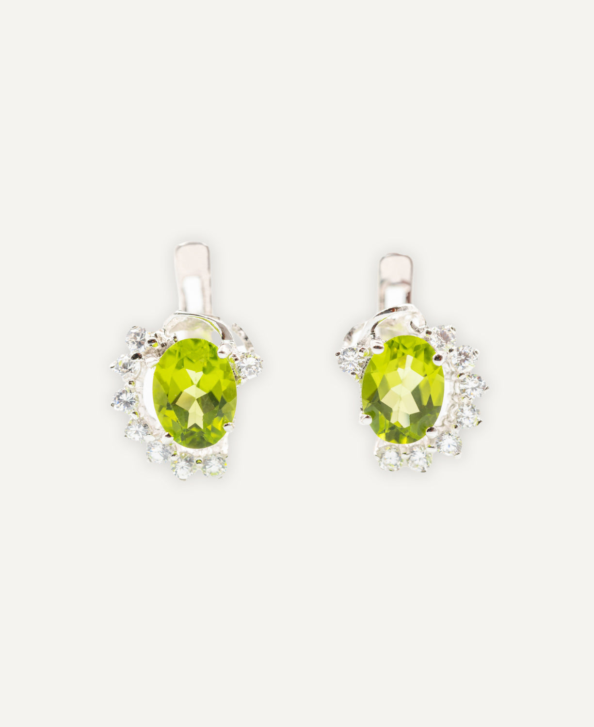 Pendientes Olivina y Diamantes