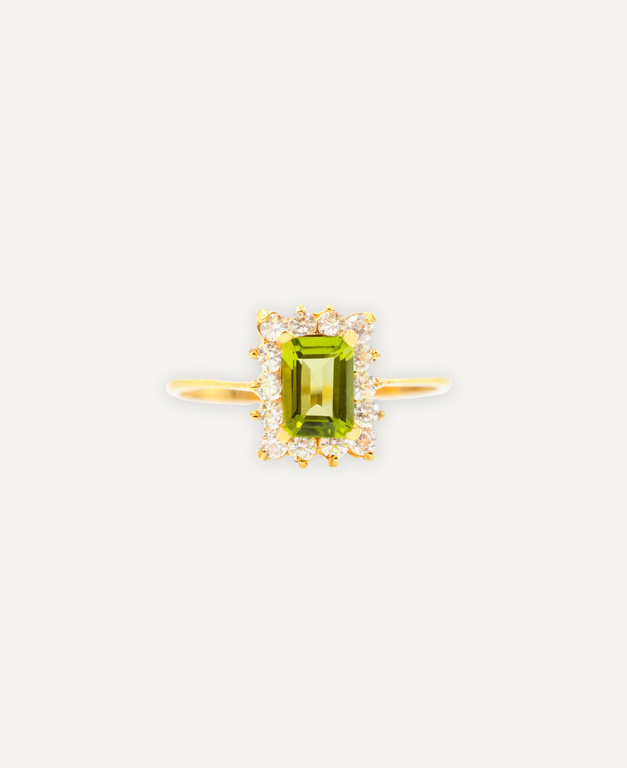 Queen Olivine and Zirconia Ring