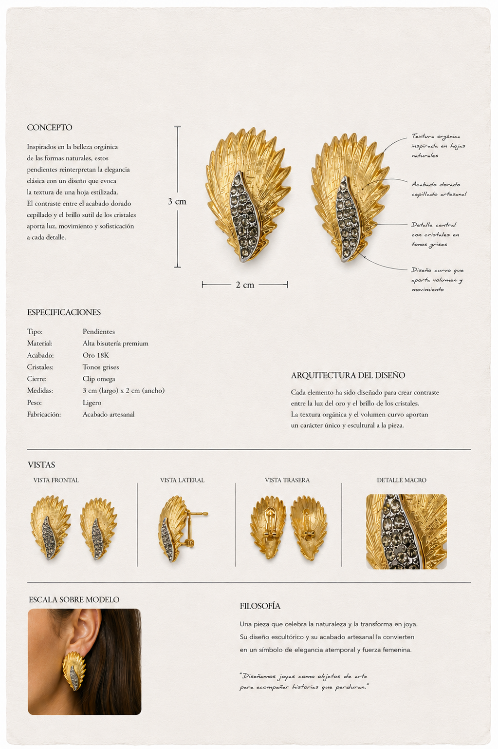 Pendiente Golden Plume