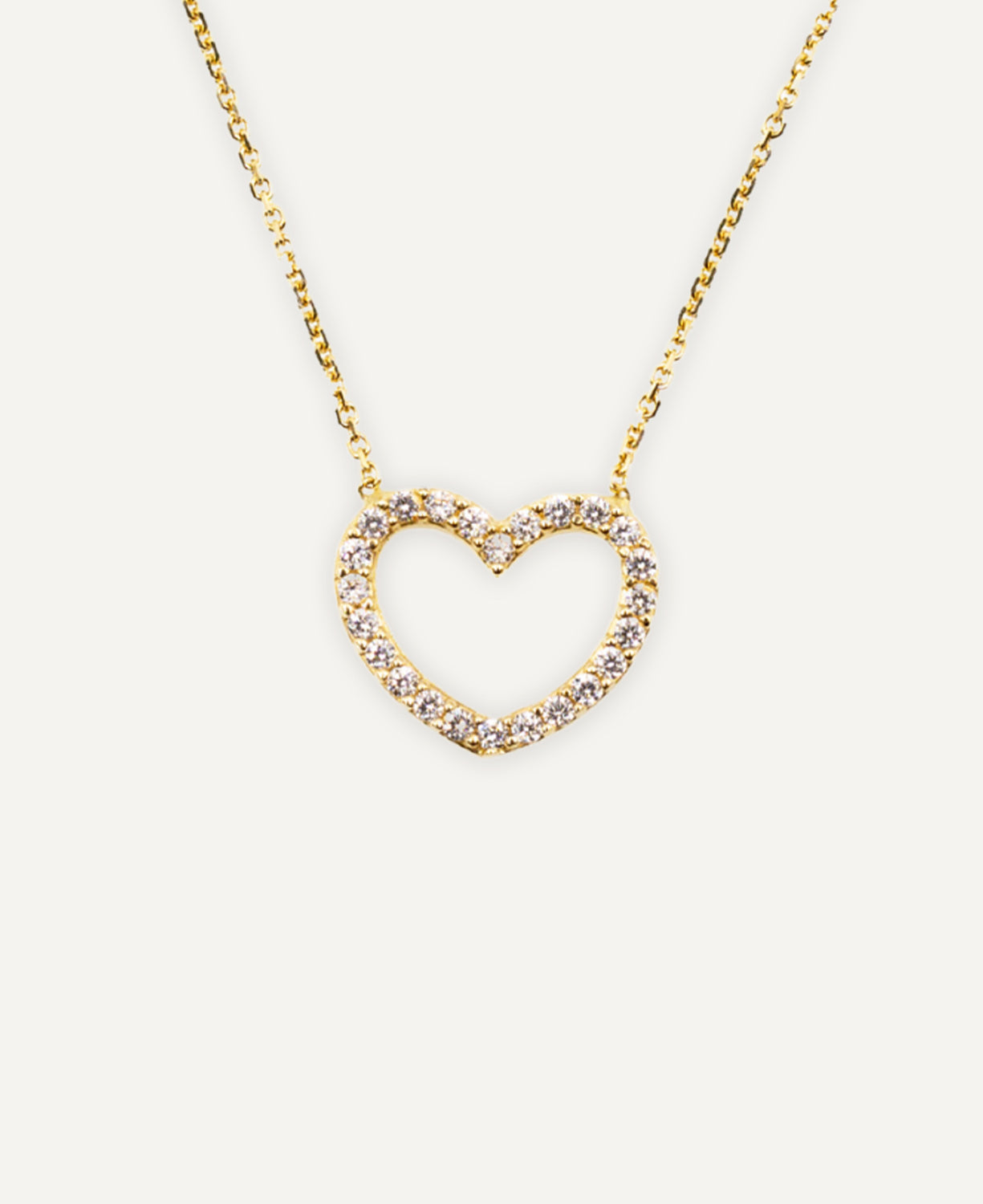 Gold and Zircon Heart Pendant