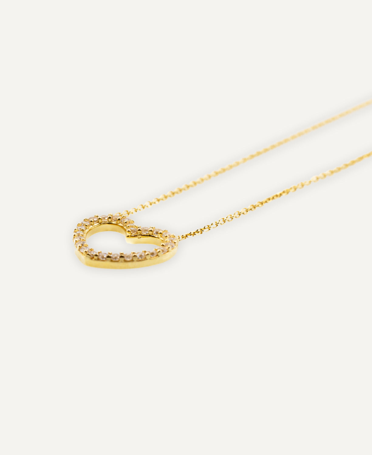 Gold and Zircon Heart Pendant