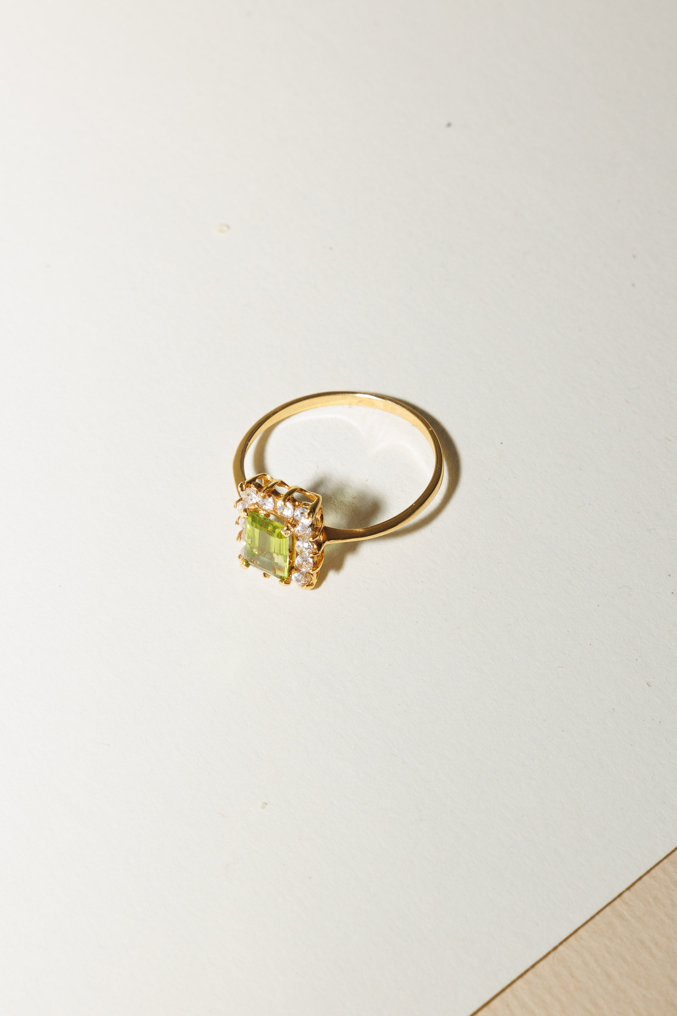 Queen Olivine and Zirconia Ring
