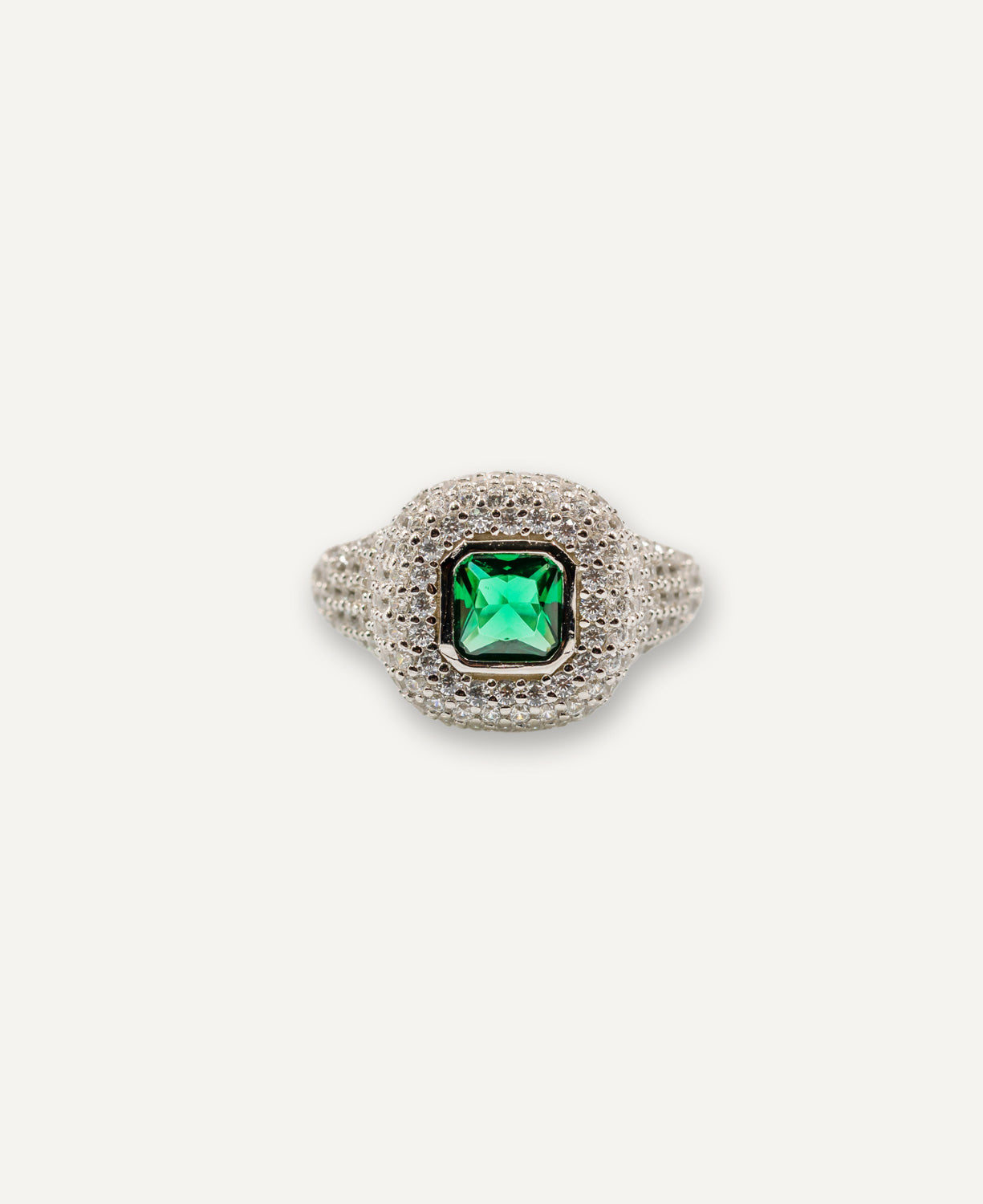 Green Zirconia Silver Ring