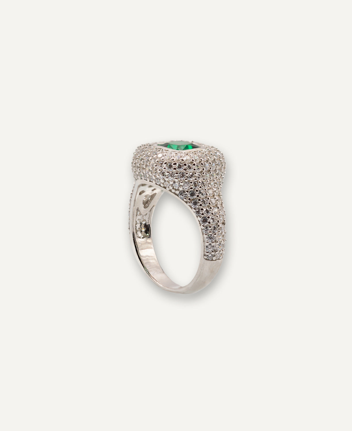 Green Zirconia Silver Ring