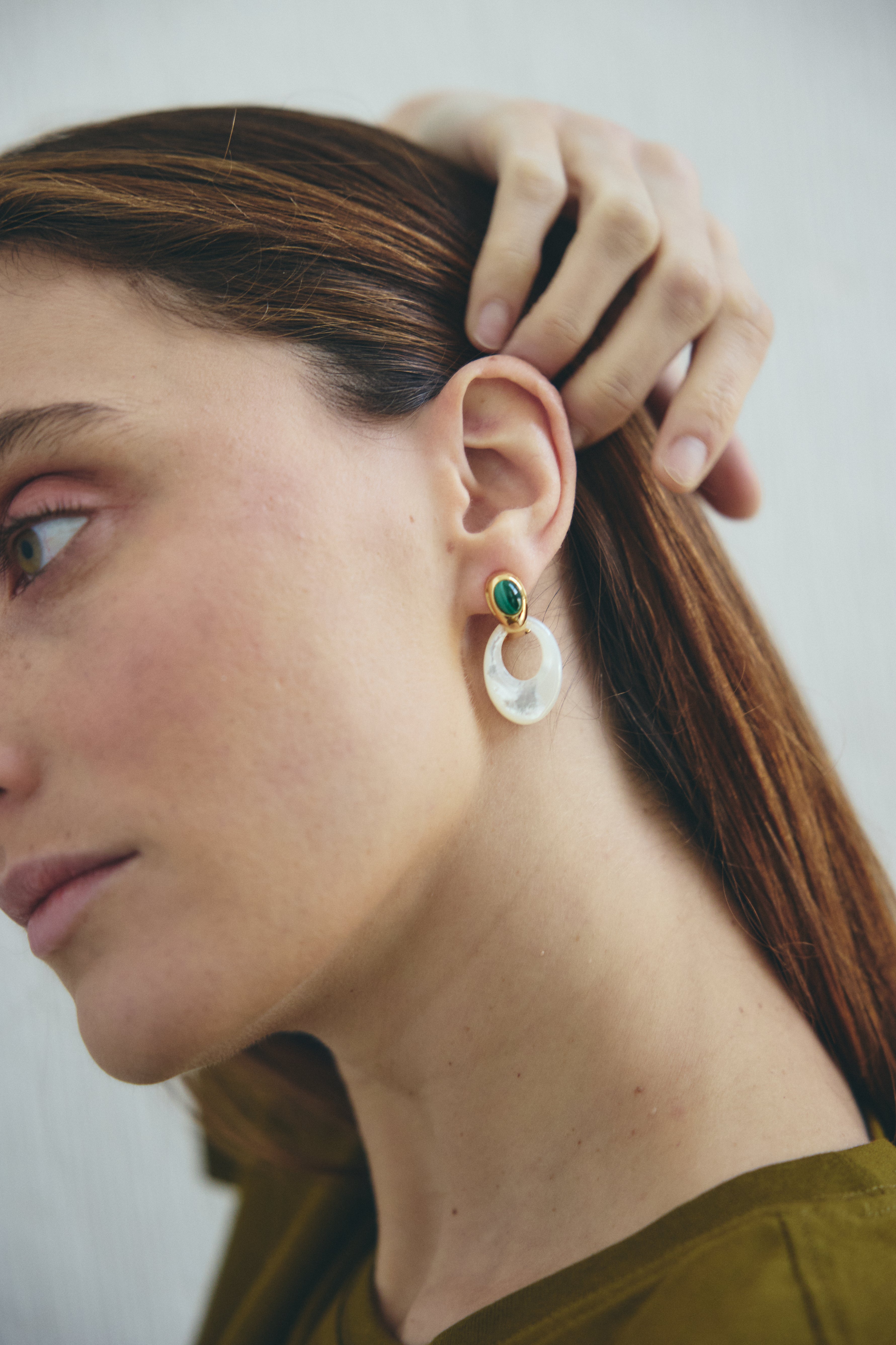 Pendientes Gota de Nácar y Malaquita