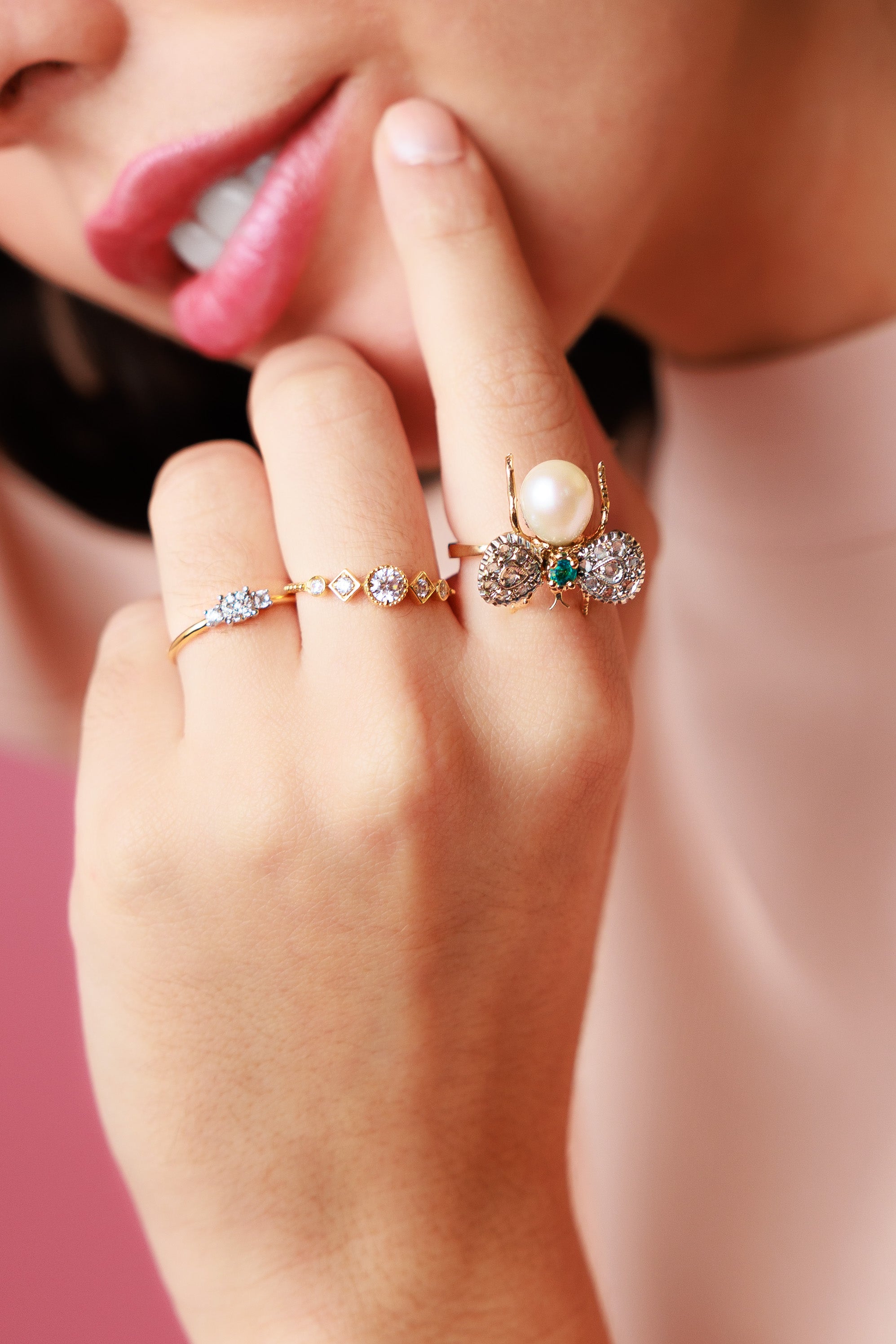 Moonstone Satellite Ring