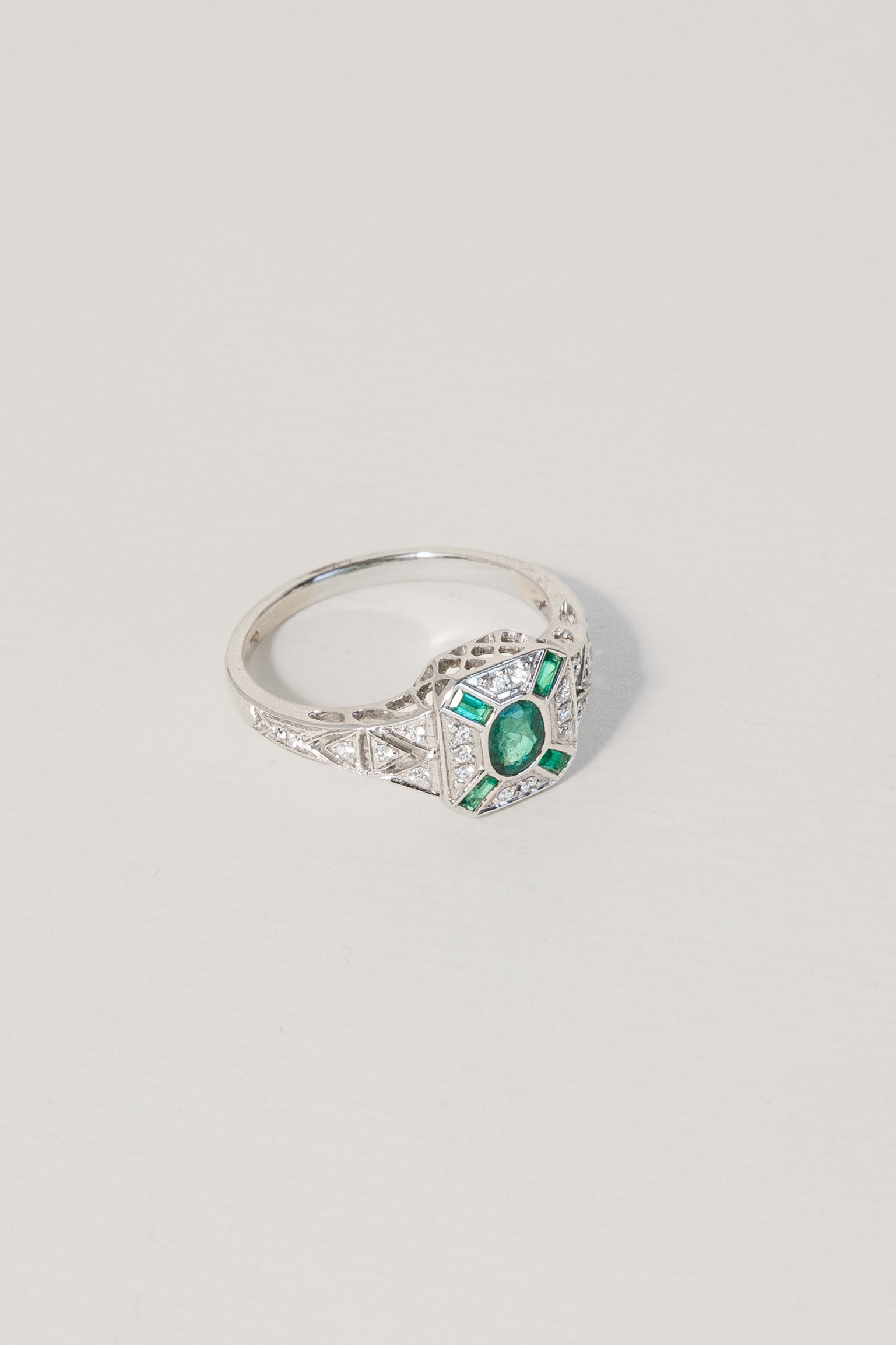 Vintage Diamonds and Emeralds Ring