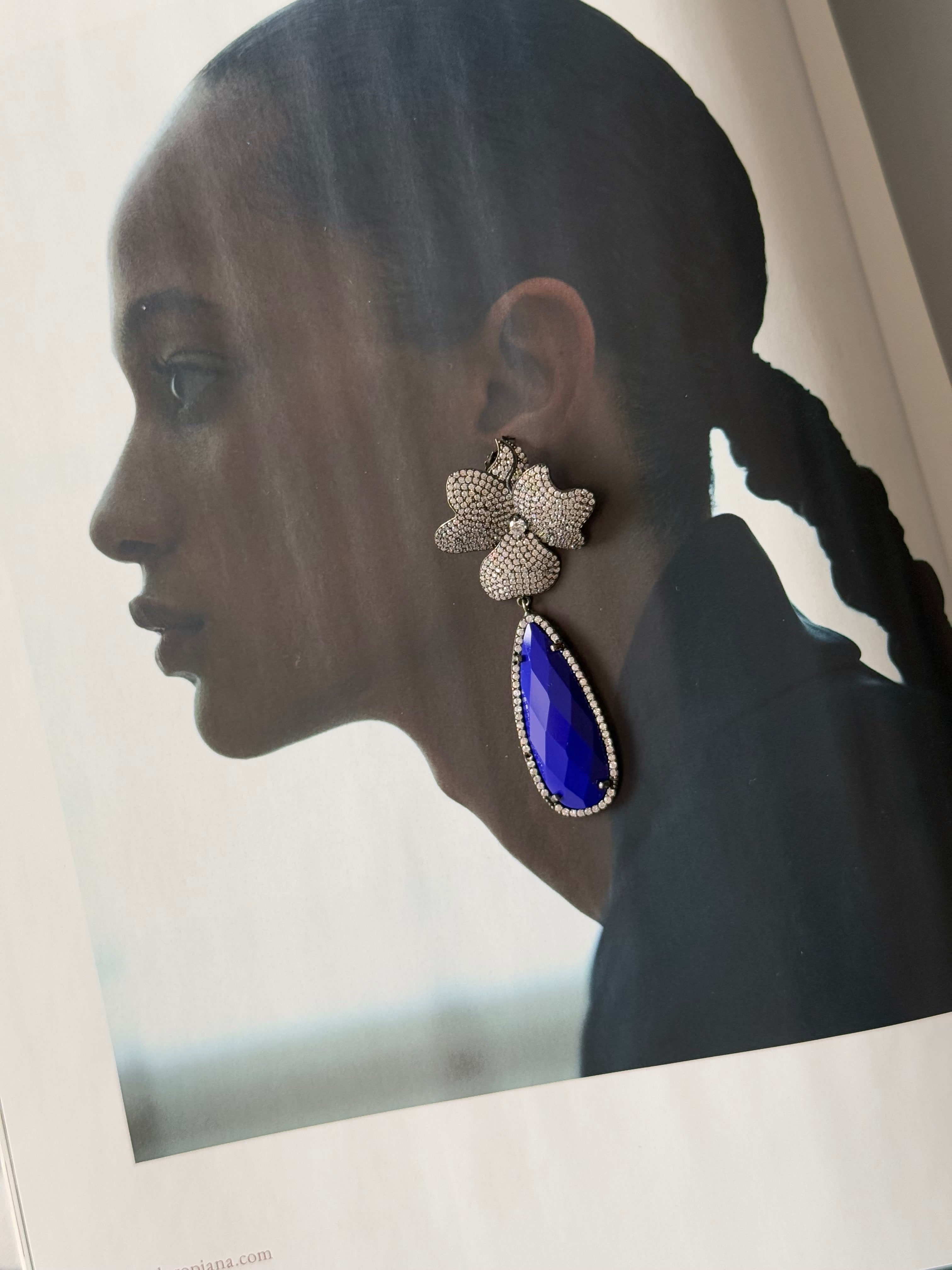 Inca Bone and Onyx Earring
