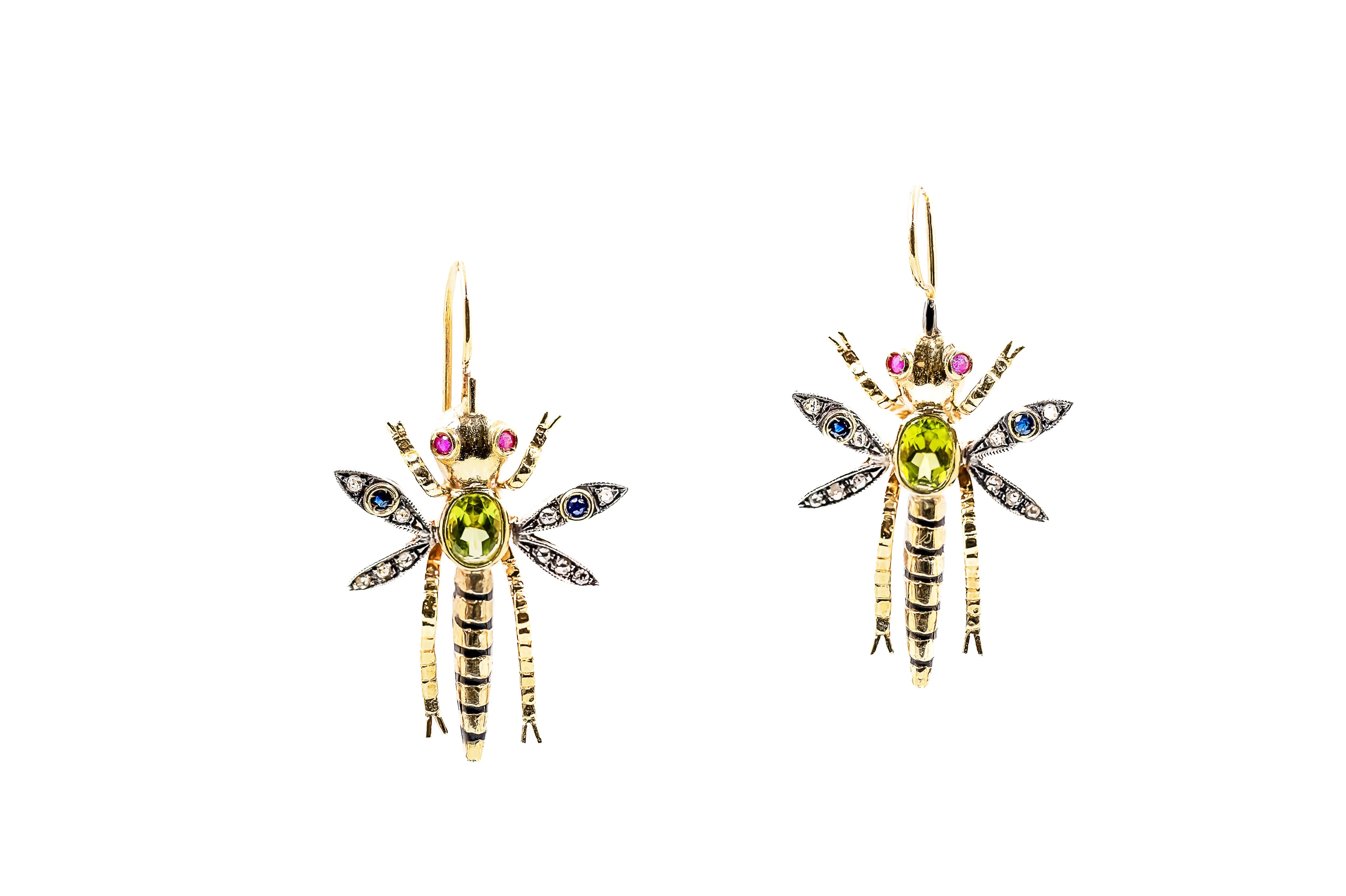 GOLD Oliv Canary Dragonflies Earrings