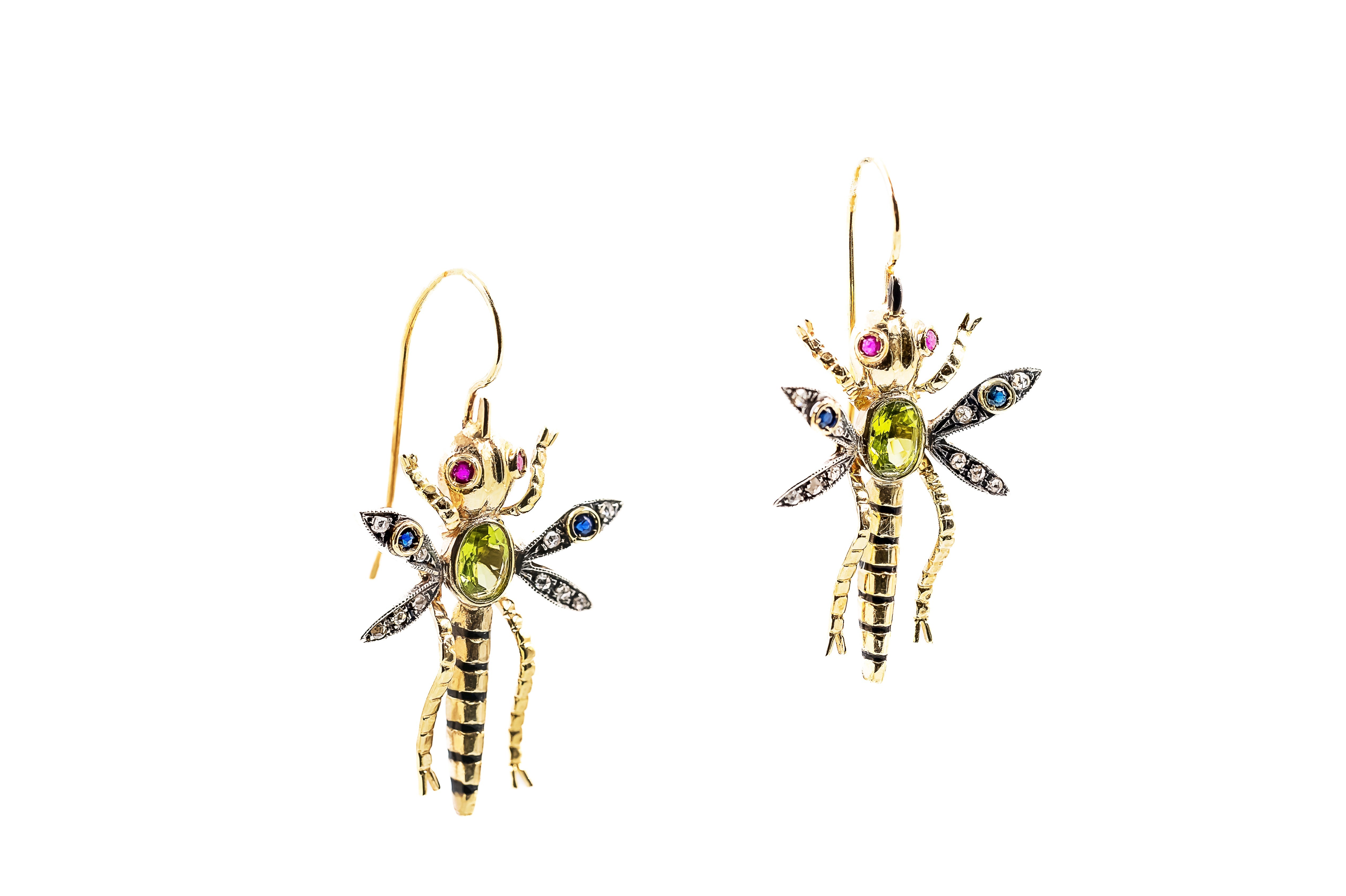 GOLD Oliv Canary Dragonflies Earrings