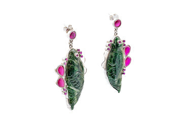 SILVER Jade Fish Earrings