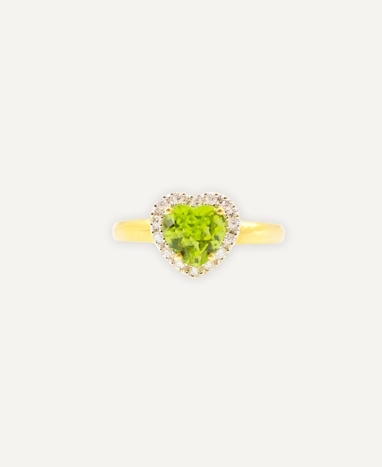 Heart Olivine and Zirconia Ring