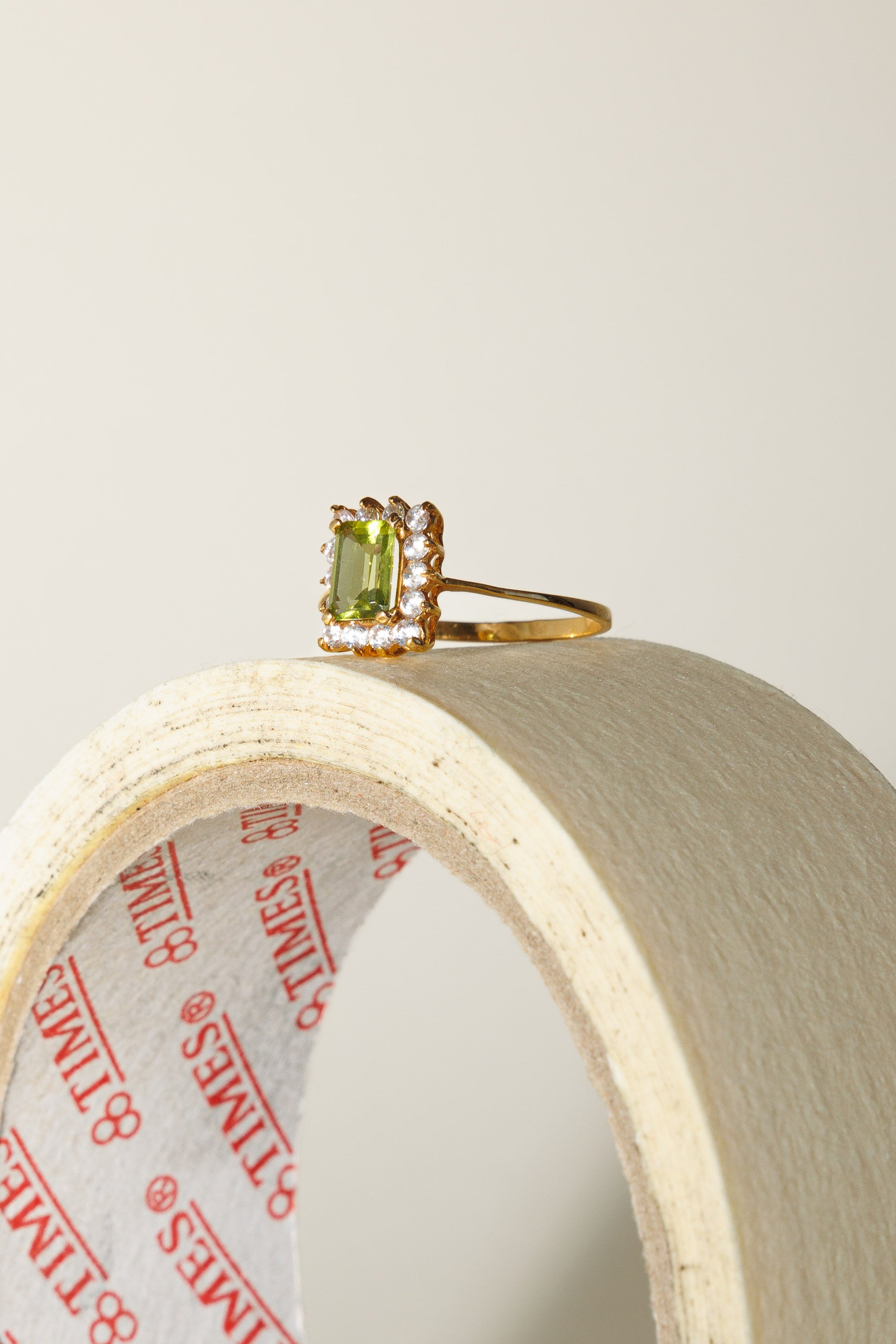 Queen Olivine and Zirconia Ring