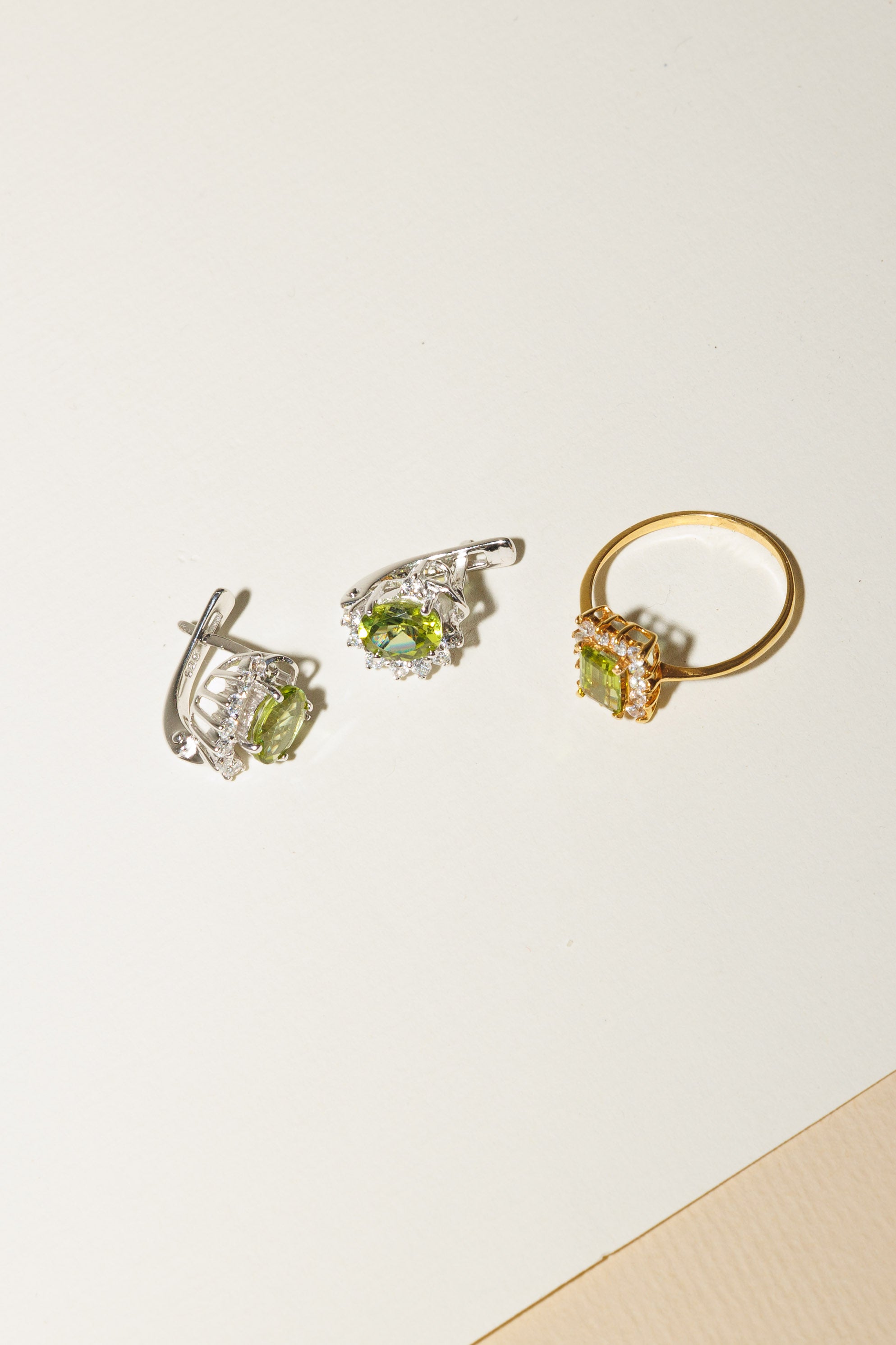 Queen Olivine and Zirconia Ring